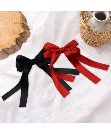 Red and Black Bow Hair Clips Set for Women and Girls - 2pcs Ribbon Hair Bows Barrettes and Hairpins - Buy Online on GoSupps.com