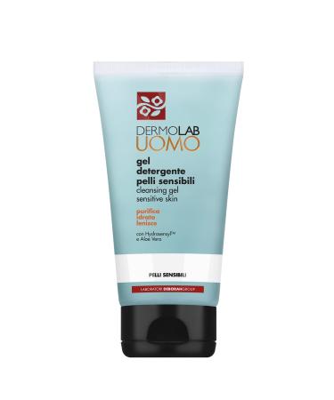Dermolab Uomo facial cleansing gel for sensitive skin with aloe vera moisturizing and soothing gently cleanses redness 150 ml