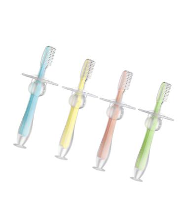 Combined toothbrushes 4 pieces of toddler toothbrush made of silicone made of silicone infant training toothbrush toothbrush set for toddlers biting brush suction cup bristles