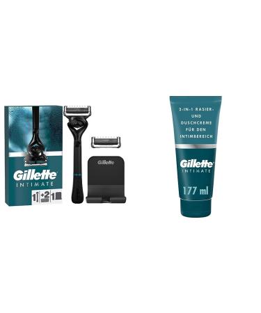 Gillette Intimate Razor with 2 Blades & Intimate Intimate Care Shaving Set for Men (177 ml) Bundle with Shaving Set