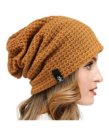VECRY Womens Knit Slouchy Beanie Ribbed Baggy Skull Cap Turban Winter Summer Beret Hat Comb Ginger