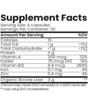 Organic Collagen Australia Pure Liver Capsules - Grass-Fed & Pasture-Raised Source of B12 Energy Immune Support Muscle Strength & Metabolism Aid (120 Capsules) - Buy Online on GoSupps.com