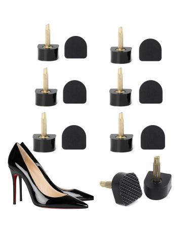 6 Pairs High Heel Tips Shoes Replacement Kit Black Durable Non-Slip U Shape Shoes Repair Tip Tap Cap for Women Size 11 12 13 mm