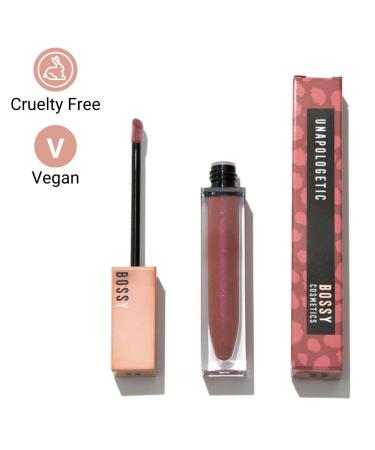 Bossy Cosmetics Vegan Lip Gloss - Plumping, Hydrating, Non-Stick | UNAPOLOGETIC Pink Nude | Maximum Shine, Paraben and Cruelty Free - Buy Online on GoSupps.com
