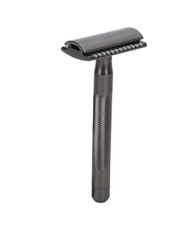 Safety Razor Double Edge Razor with Brass Handle Made of Zinc Alloy for Traveling Home (Black)