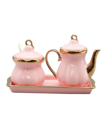 Zerodeko 1 Set Seasoning Jar Set Terrarium Fogger Seasoning Storage Jar Ceramic Seasoning Dish Holder Condiment Jars Salt Shaker Sugar Condiment Jar Stainless Steel Condiment Bottle Nordic 22.5X14CM Pink