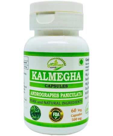 Natural and Pure Herbal Kalmegha (Andrographis Paniculata) Extract Capsules | Highest Potency 100% Natural Product | Pack of 60 x 500 mg. Veg. Capsules (Pack of 4) 60 count (Pack of 4) - Buy Online on GoSupps.com