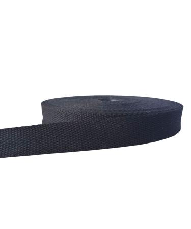 Cotton Webbing 3/4 Inch 15 Yards Mediumweight Polyester Cotton Webbing Strap for Cloth Tote Bags Leash Straps Crafts Outdoor Accessories (3/4 Inch --15 Yards, 050143 Black) 3/4 Inch --15 Yards 050143 Black