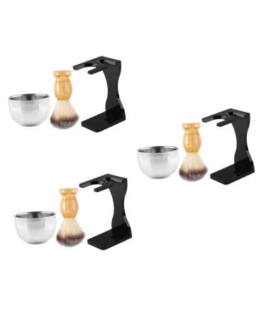 Angoily 3 sets of razor set shaving brush for the face shaving foam brush roof beards brush brushing shaving tools beard brush in the bathroom shave adjust suite holder man stainless steel