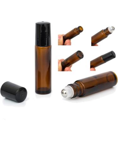 ZEJIA 10ml Amber Glass Essential Oil Roller Bottles 6Pack with Stainless Steel Roller Ball and Droppers - 10-6pcs Brown - Buy Online on GoSupps.com
