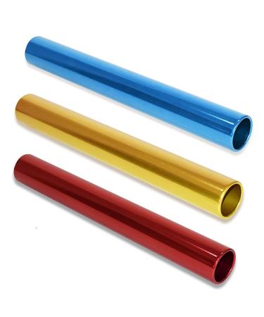 RAYNAG 3 Pack Track Relay Baton Aluminum Field Race Batons for Student Relay Events Durable Batons 3-blue gold red