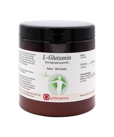 Quintessence L glutamine powder 500g - of course obtained vegan from fermentation without additives 100% pure material quality very good bioavailability - Buy Online on GoSupps.com