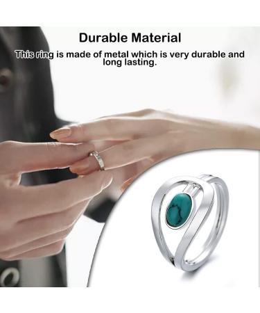 CLSSLVVBN Rings Jewelry Turquoise Silver Lady Finger Antique Ornaments Girls Gemstones Wedding Elegant Valentine Anniversary 7 - Buy Online on GoSupps.com