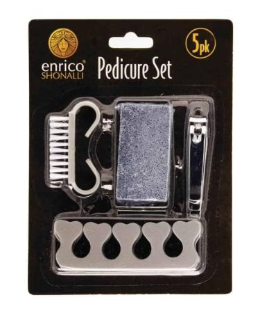 5 Piece Manicure Pedicure Set Nail Clippers Sanding Stone Brush Toe Separators 5 Item Set Perfect Present Gift or Stocking Filler