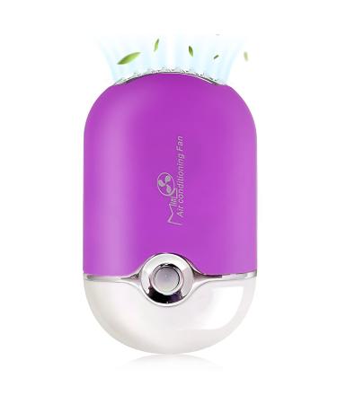 GreenLife USB Rechargeable Portable Mini Fan Cooling Fan Bladeless Handheld Eyelash dryer Mini Handheld Fan Air Conditioning Blower for Eyelash Extension (Purple)
