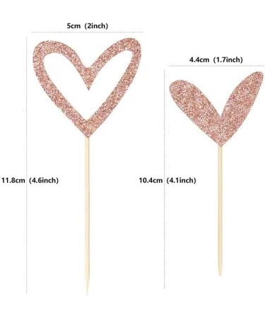 24 PCS Rose Gold Glitter Heart Cupcake Toppers Sweet Love Theme Cupcake Picks Valentine's Day Cupcake Decorations for Wedding Engagement Bridal Shower Birthday - Buy Online on GoSupps.com