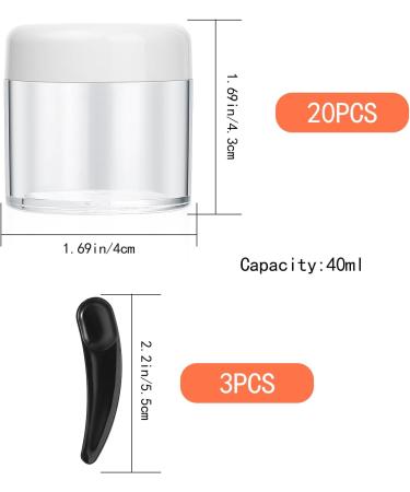 20 Pack 40ml Empty Cream Cans - Transparent Plastic Cosmetic Containers with Mini Partitions for Lip Balm | International Shipping Available - Buy Online on GoSupps.com