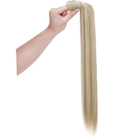 23" Long Straight Wrap Around Ponytail Clip in Hair Extensions One Piece Hairpiece Magic Tape in Pony Tail Extension for Women Sandy Blonde & Bleach Blonde - Buy Online on GoSupps.com