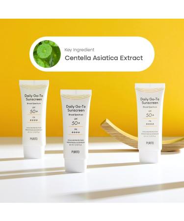 PURITO Daily Go-To Sunscreen 60ml | SPF 50+ PA++++ Broad-Spectrum UVA/UVB Protection - Buy Online on GoSupps.com