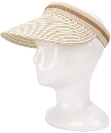 MK MATT KEELY Women's Large Brim Straw Sun Hat - Beige Striped Golf Summer Hat | Perfect for UV Protection & Style - Buy Online on GoSupps.com