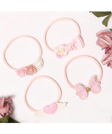8 Pcs Baby Girls Soft Nylon Bow Flower Headbands | Pink Hair Accessories for Newborns & Toddlers - Buy Online on GoSupps.com