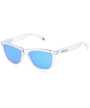 Oakley Oo9013 Frogskins Square Sunglasses Crystal Clear/Prizm Sapphire 55 Millimeters