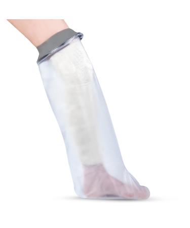 Waterproof Leg Cover for Shower & Bath - Adult - Reusable Waterproof Cast Protector Leg Sleeve Made With a Soft Stretchy Neoprene Seal & High Grade PVC Body Small-Medium 78 cm x 44 cm Grey Adult Size S-M