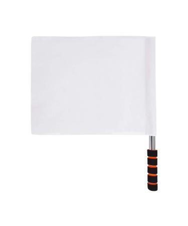 Sports Referee Flags with Pole Stainless Steel Patrol Handheld Signal Flag Track and Field Court Training Flag Athletic Competition Flag for Rugby Soccer Volleyball Football Linesman Command Flags White