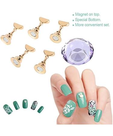 Sonew Nail Holder Nail Art Display Stand Crystal Alloy Nail Tips Stand Holders Magnetic Manicure Nails Salon Tool 3 Colors(Purple) - Buy Online on GoSupps.com
