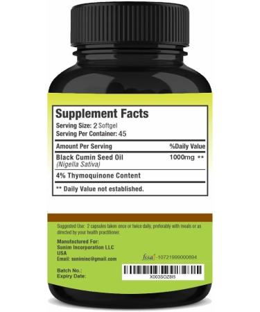 SunNature Black Seed Oil Capsules 1000 mg Softgel | 90 Capsules for Men & Women - Buy Online on GoSupps.com