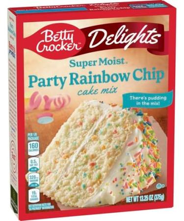 Betty Crocker Delights Super Moist Party Rainbow Chip Cake Mix 376g | Delicious and Vibrant Colorful Cake | Perfect for Everyday and Special Moments | Pack of 2 - Buy Online on GoSupps.com