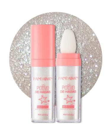 FALOCUTUS Body&Face Highlighter Powder Stick,Fairy Highlight Patting Three-dimensional Powder Makeup,Sparkle Loose Glitter Highlighter powder,Brighten Makeup Stick for Face&Body&Hair Cosmetic.White moonbeam #1 White moonbeam