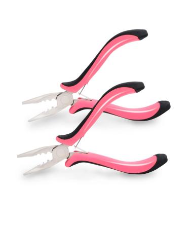 Neitsi Hair Extensions Pliers 2PCS, Hair Extensions Tools Microlinks Pliers Extension Bead Tool Hair Extension Tools Pliers for Hair Extension Opener and Removal for Linkies Micro/Nano Rings, Pink 2 PCS Pink