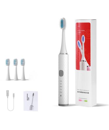 Electric Toothbrush Soft Bristle Waterproof Whitening Automatic Toothbrush for Adults Children (White (Rechargeable)) 1 count (Pack of 1)