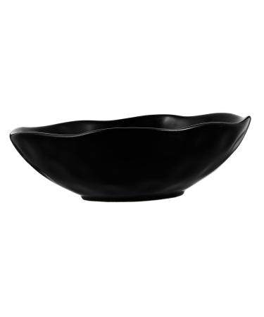 Zerodeko Ceramic Serving Bowls 1pc Practical Noodle Storage Food Resistant Instant Bowl Kitchen Salad Household Gadget Black 20X20CM
