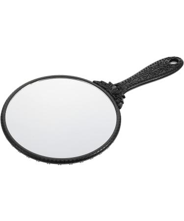 Minkissy Vintage Hand Mirror - Handheld Makeup & Hairdresser Mirror with Handle in Black Round Design for Travel, Home & Salon Vanity - Buy Online on GoSupps.com