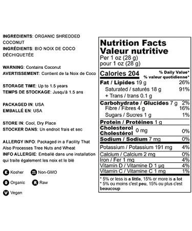 Organic Shredded Coconut 12 oz - Non-GMO, Unsweetened Flakes, Medium Shreds, Kosher, Vegan - Bulk, No Sulfites, Rich in Fiber - Ideal for Baking & Topping - Buy Online on GoSupps.com