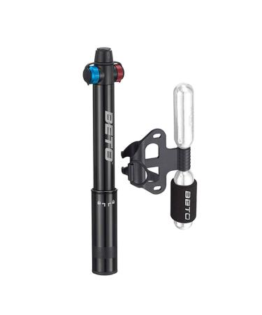 Mini Bike Pump with CO2 Inflator - Dual Mode Hand Pump/ CO2 Valve - Portable Bike Tire Pump Patented Auto-Switching Twin Head Fit Presta/Schrader, No CO2 Cartridges Included Style:A