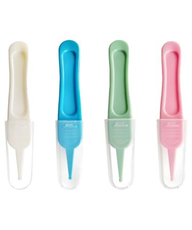 4 Baby Nose Tweezers Plastic Tweezers for Nose Cleaning Infant Round Head Cleaner Clip (Light Green/Dark Blue/White/Pink)