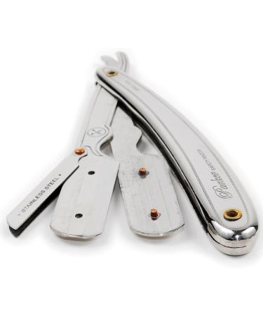 Parker PTW Push Type Blade Load Straight Edge Barber Razor | Stainless Steel Arm & 5 Platinum Blades - International Shipping Available - Buy Online on GoSupps.com
