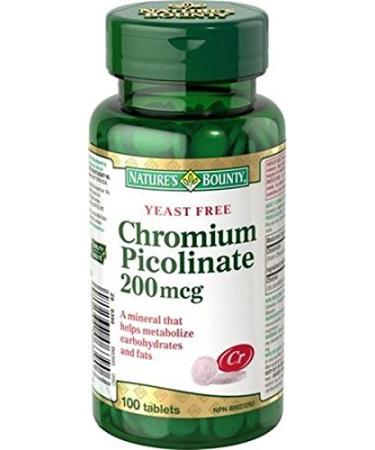 Nature's Bounty Chromium 200 mcg 100 Tablets (New Label Look!)