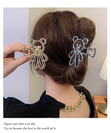 Non-Slip Metal Hair Clips for Women & Girls - Strong Hold Bear Design - 2 Pieces for Long & Thick Hair - Buy Online on GoSupps.com