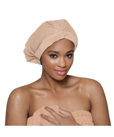 Hairbrella Luxurious Satin-Lined Adjustable Shower Cap For Women  100% Waterproof  Reusable  Washable  Breathable  No Plastic (Blush) Classic Nude
