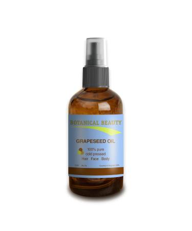 Botanical Beauty Grapeseed Oil 100% Pure Cold Pressed. 2 oz - 60 ml for Face Skin Hair Nails Body