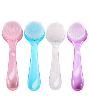 4 Pieces Face Brush Face Cleaning Brush Facial Brush Dust Cleaning Brush Nail Art Dust Remover Brush Facial Cleaning Brush with Cap for Makeup or Nail Arts Multicolor