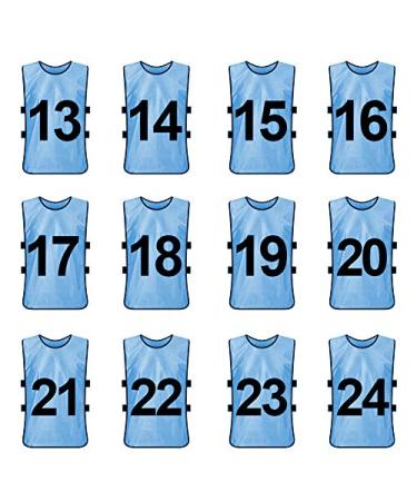TOPTIE Sets of 12 Numbered Training Vest (#13-24), Soccer Pinnies