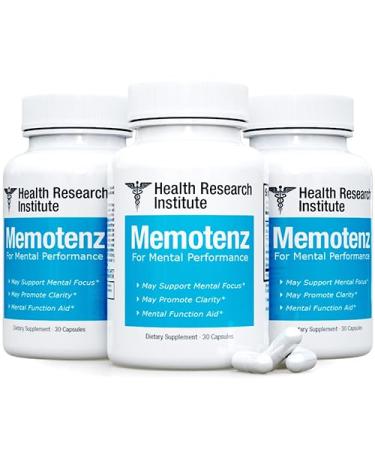 Memotenz Brain Function Support - 3 btl- 90 Capsules - Brain Booster for Memory Clarity and Focus - Mental Focus Nootropic