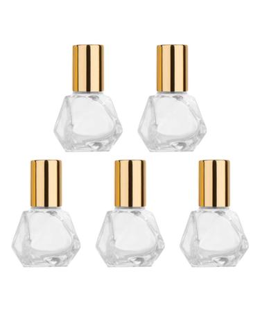 Minkissy Glass Roll-On Bottle Polygonal Roller Bottle with Stainless Steel Roller Ball for Home Outdoor 5pcs 8ml