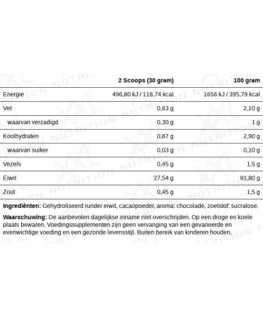 XXL Nutrition Beef Protein Powder - 92.1% Protein Content Hydrolyzed Cattle Protein Chocolate Flavor 1000g - Buy Online Internationally - Buy Online on GoSupps.com