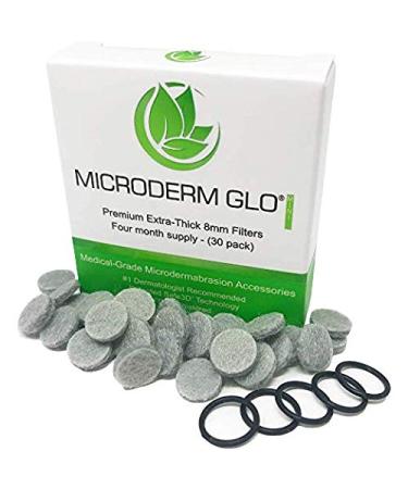 MINI Premium Extra-Thick 8mm Filters by Microderm GLO (30 pack) - Medical Grade Microdermabrasion Accessories with Patented Safe3D Technology, Safe for All Skin Types.